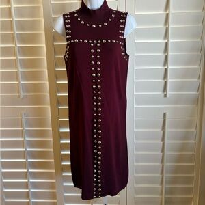 INC International Concepts Burgundy Studded Midi Dress